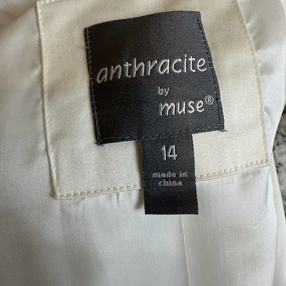 Anthracite by Muse Sz 14 Women's White Zip Front Jacket Belted - Picture 6 of 6